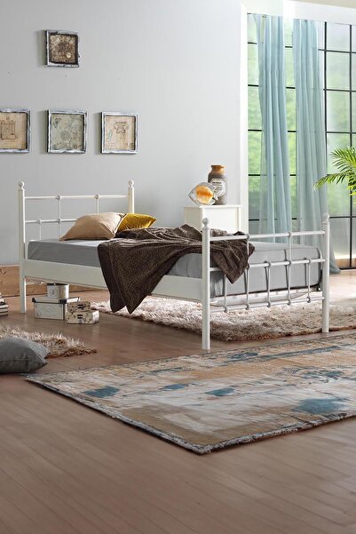 Unimet Lalas Tek Kişilik Ferforje Metal Karyola-beyaz (AHŞAP LATALI)