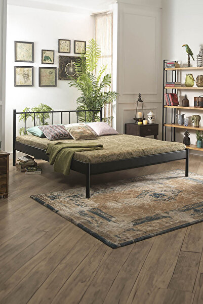 Unimet Falez-s Çift Kişilik Ferforje Metal Karyola-siyah (AHŞAP LATALI)