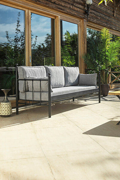 Unimet Lalas Metal Sofa Sedir 90x200 Siyah-füme (AHŞAP LATALI)