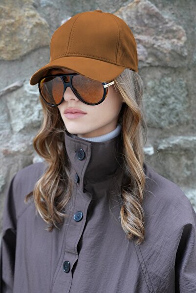 VAGGON Women's Tan Velvet Textured Curved Visor Adjustable Hat Vs01228