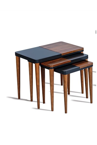 AZEL Kudüs Zigon Sehpa Antrasit-Ceviz