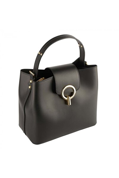 AZZURA Geantă Megan, piele 100% naturala, negru, 8237