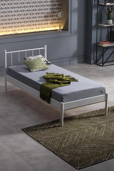 Unimet Falez-s Tek Kişilik Ferforje Metal Karyola-beyaz (AHŞAP LATALI)