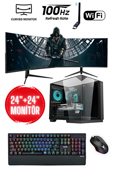 IZOLY Charon I5-10400f 16gb 512gb M.2 Nvme 1660s 6gb 24" + 24" Oyuncu Masaüst...