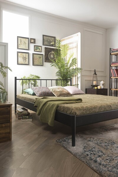 Unimet Falez-s Çift Kişilik Ferforje Metal Karyola-siyah (AHŞAP LATALI)