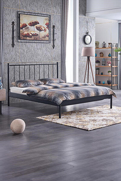 Unimet Falez-st Çift Kişilik Metal Karyola-siyah (YÜKSEK BAŞLIKLI) (AHŞAP LAT...