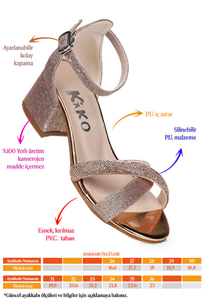 KARAMAZI Sign Sand Glitter Girl's 4 cm Heeled Sandals Evening Dress Shoes