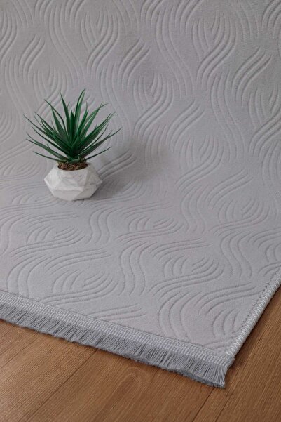 Valery Home Bukle Kabartmalı Rölyef Kaymaz Tabanlı Yıkanabilir Salon,Mutfak,K...