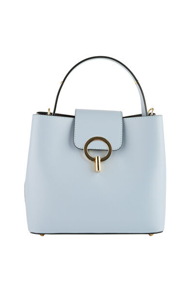 AZZURA Geantă Megan, piele 100% naturală, bleo celeste