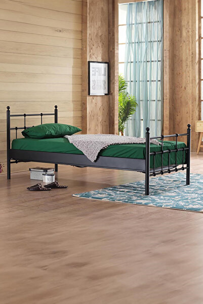 Unimet Lalas Tek Kişilik Ferforje Metal Karyola-siyah (AHŞAP LATALI)