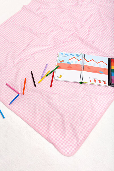 HAMUR Proof Liquid Proof 140X140 cm Baby Kids Play Activity Activity Nutrition Cover Checkerboard Powder