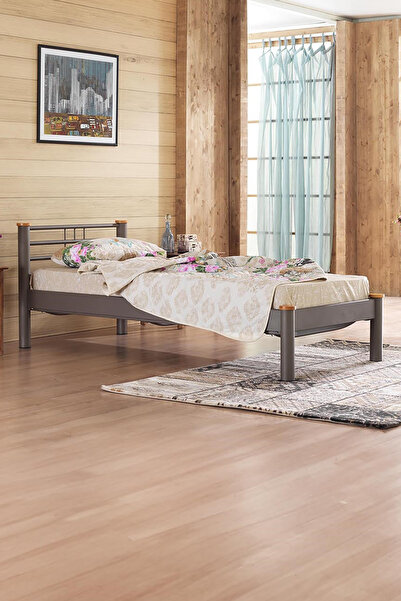 Unimet Kappis-s Tek Kişilik Ferforje Metal Karyola-kahverengi (AHŞAP LATALI)