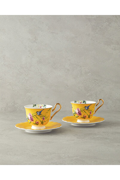 English Home Vanilla New Bone China Fincan Takımı 4 Parça 2 Kişilik Sarı