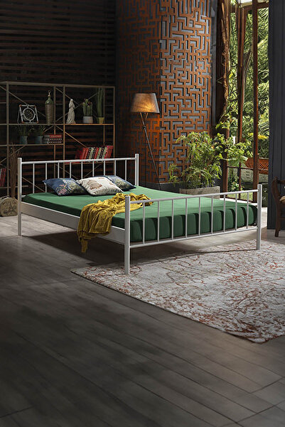 Unimet Falez Çift Kişilik Ferforje Metal Karyola-beyaz (AHŞAP LATALI)