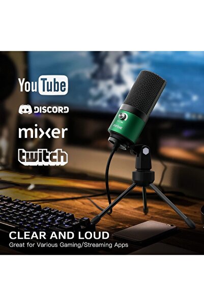 Fifine Microfon Condenser K669G, Cardioid, USB, Control Volum, PC, Podcast, Streaming