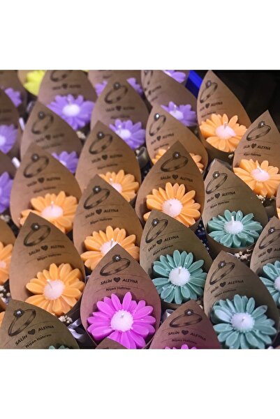 BlueDaisyCandle 15 adet kişiye özel rengarenk TAŞLI papatya buket mum, doğumgünü, hediyelik, sünnet