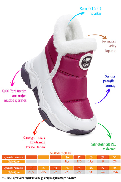 KARAMAZI Pamela Fermuarlı Kız Çocuk Kar Botu