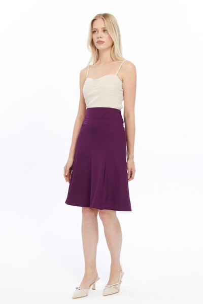 Apsen Collection Apsen Women's Purple Seasonal Pieced Flared Midi Skirt 1896-63