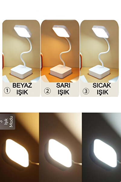 Ecuy Şarjlı Masa Lambası Dokunmatik Ders Çalışma Kitap Okuma Gece Lambası 3 Farklı Işık Akrobatik Yeşil