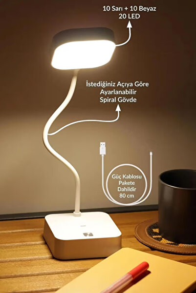 Ecuy Şarjlı Masa Lambası Dokunmatik Ders Çalışma Kitap Okuma Gece Lambası 3 Farklı Işık Akrobatik Yeşil