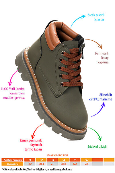 KARAMAZI Kosev Fermuarlı Erkek Çocuk Bot Ayakkabı