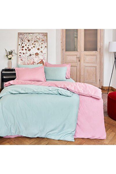 Linens Mix&Match Pamuk Saten Çift Kişilik Nevresim Kılıfı Gül Kurusu