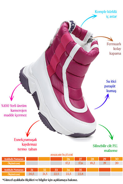 KARAMAZI Pablo Fermuarlı Kız Çocuk Kar Botu