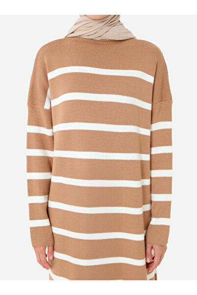 Benin Striped Report Πλεκτό Μουσουλμανικό Φόρεμα - Camel - Benin