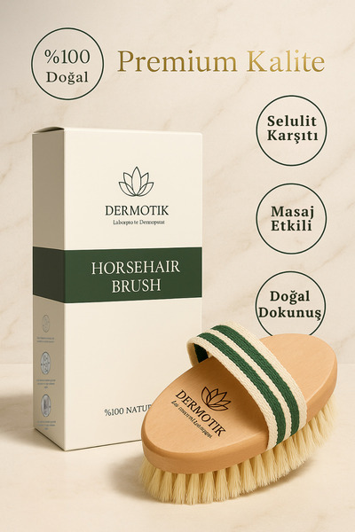 Dermotik %100 Doğal At Kılı Fırçası – Selülit ve Çatlak Karşıtı & Kuru Fırçalama, Cilt Sıkılaştırıcı Fırça