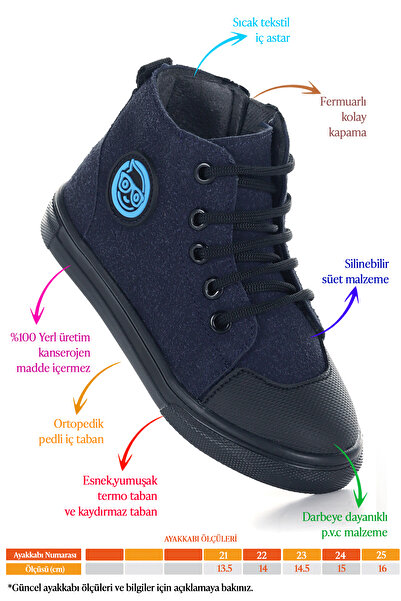 KARAMAZI Kai Fermuarlı Erkek Bebek Günlük Bot Ayakkabı