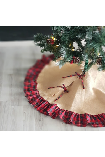 Bimotif Κάλυμμα πρωτοχρονιάτικο πεύκο, υφαντό καρό 60 cm