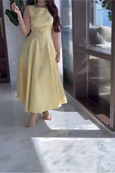 SELSAL فستان ميد ناعم مطرز