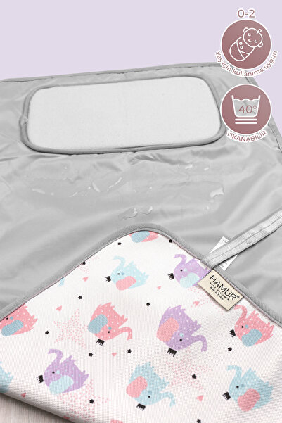 HAMUR Anne Bebek Bakım Örtüsü Yenidoğan Alt Açma Değiştirme Elephant Organizer Pedi Minderi Çift Taraflı