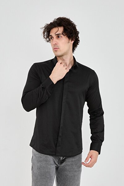 jack carisma Ферач чоловіча сорочка - прихована застібка, бавовна та лікра