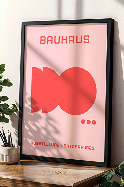 Opak Design Ροζ Bauhaus Style Vintage Γεωμετρική Τέχνη Πίνακας Τοίχου με Ξύλι...