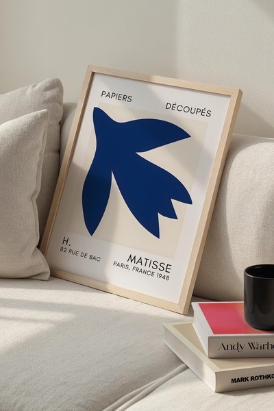 Opak Design Βοτανική Σειρά Navy Blue Floral Matisse Πίνακας τοίχου με φυσικό ...
