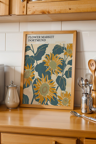 Opak Design Επιτραπέζιο Flower Market Dortmund με φυσικό ξύλινο πλαίσιο – Ρου...