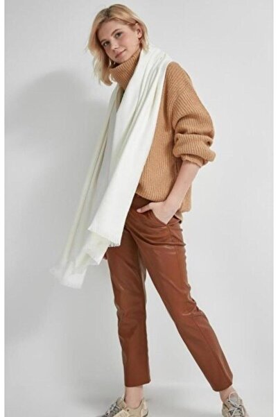 FELLMENS Ecru Self-Tasseled Thick Women's Shawl