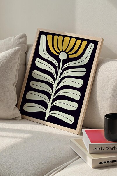Opak Design Βοτανική Σειρά Yellow Floral Matisse Πίνακας τοίχου με φυσικό ξύλ...