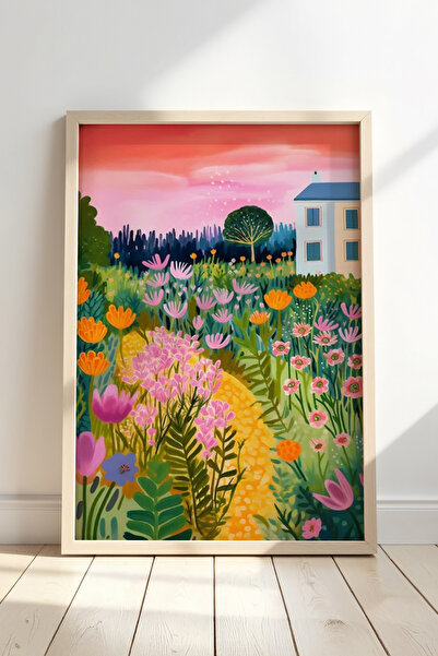 Opak Design Εκτύπωση τοίχου Floral Botanical Art με φυσικό ξύλινο πλαίσιο