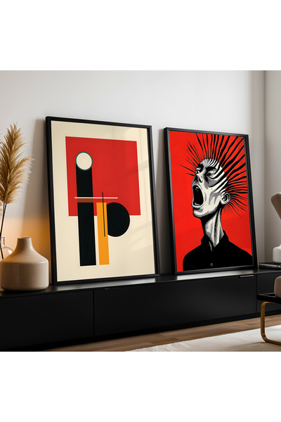 Opak Design Σετ ζωγραφικής τοίχου με αφηρημένο φιγούριστο σχέδιο και διπλό πλ...