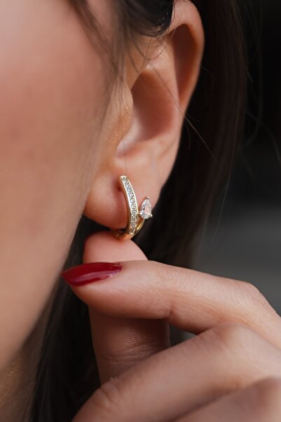 Rumon Zirkon Taşlı Minimal Çelik Küpe