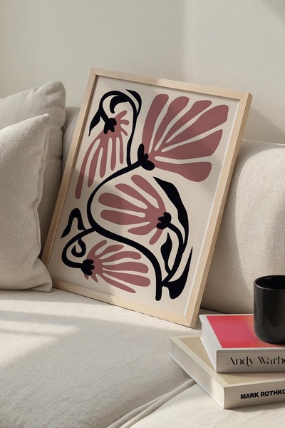 Opak Design Βοτανική σειρά Dusty Rose Floral Matisse Πίνακας τοίχου με φυσικό...