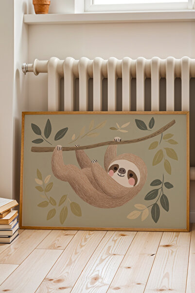 HİGUERA Πίνακας παιδικού και βρεφικού δωματίου με φυσικό ξύλινο πλαίσιο ρακού...