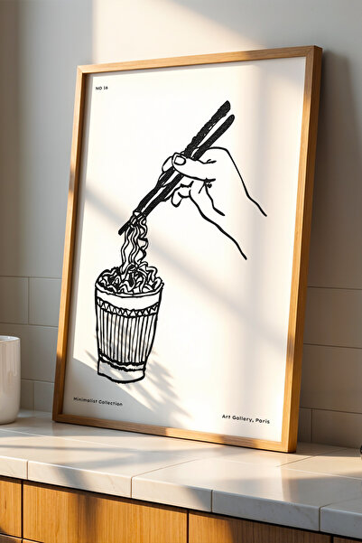 Opak Design Μινιμαλιστικό Σχέδιο Ramen Ζωγραφική τοίχου κουζίνας με φυσικό ξύ...