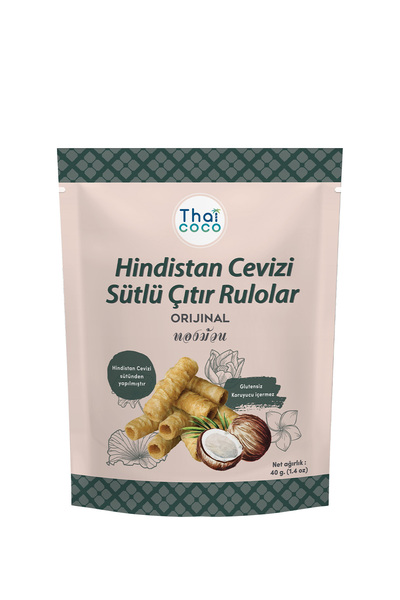 THAI COCO Glutensiz Hindistan Cevizi Kraker Ruloları 40 gr