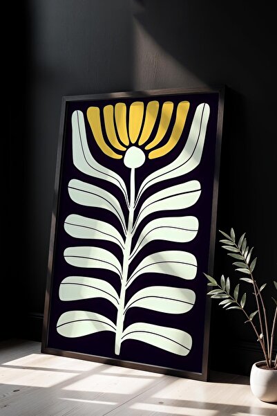 Opak Design Βοτανική Σειρά Yellow Floral Matisse Πίνακας τοίχου με φυσικό ξύλ...