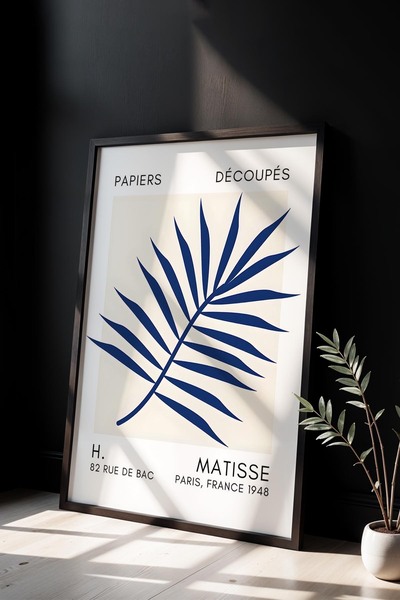 Opak Design Βοτανική Σειρά Navy Blue Floral Matisse Πίνακας τοίχου με φυσικό ...