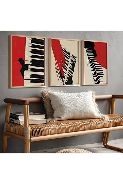Opak Design Σετ ζωγραφικής τοίχου με τριπλό πλαίσιο από φυσικό ξύλο αφηρημένη...