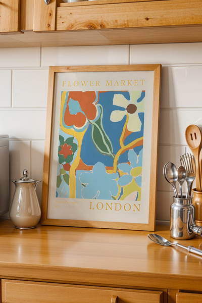 Opak Design Επιτραπέζιο Flower Market London με φυσικό ξύλινο πλαίσιο – Αφηρη...